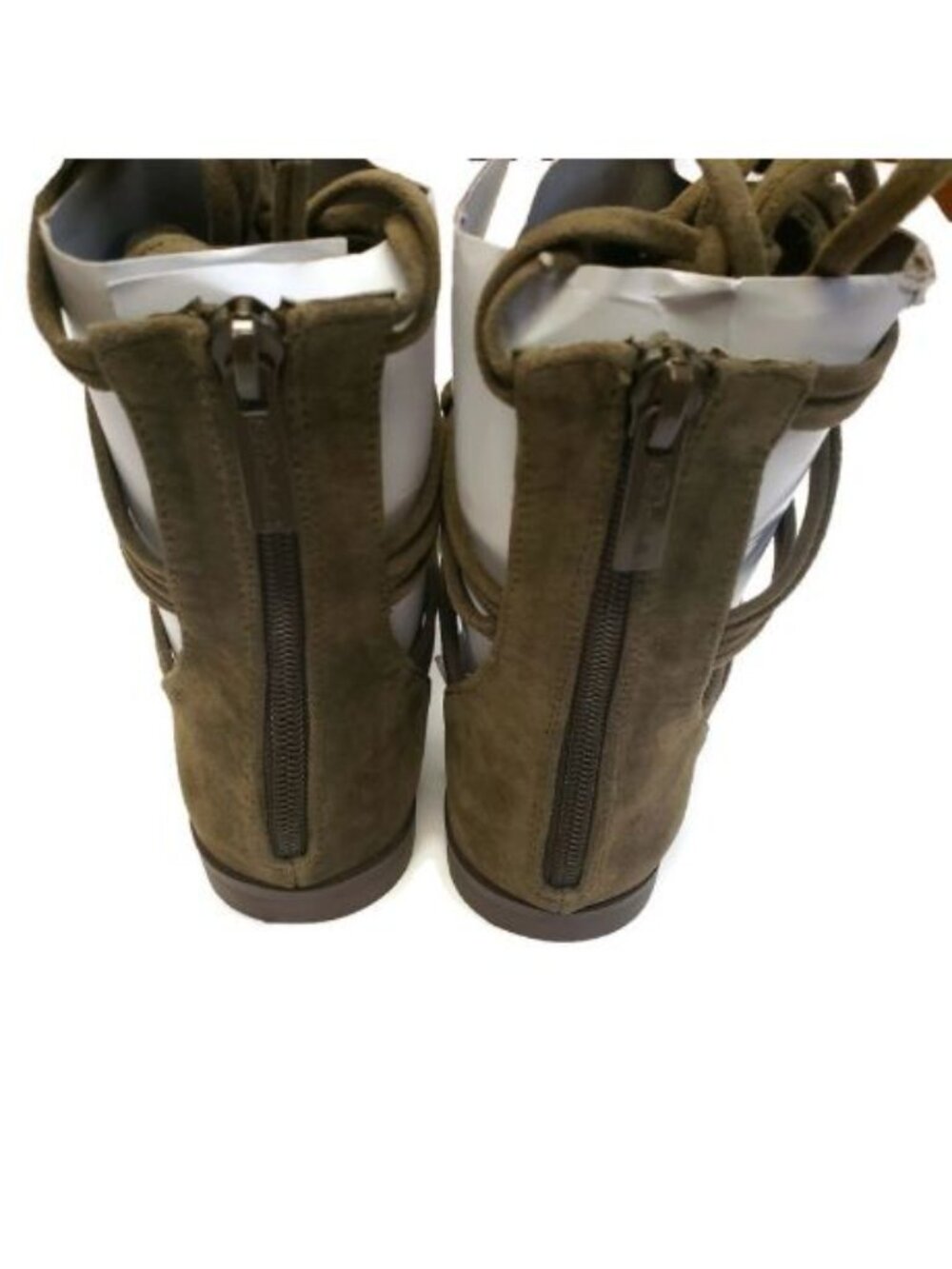 Breckelles DG23 Olive Gladiator Sandals Womens 6.5 Faux Suede Flat Shoes New - Picture 4 of 10